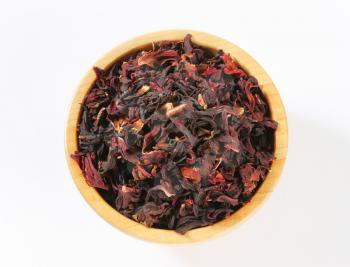 Bowl of dried hibiscus calyces