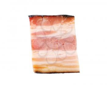 Slice of smoked bacon isolated on white