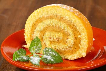 Swiss roll with peanut butter cream filling