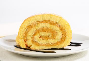 Swiss roll with peanut butter cream