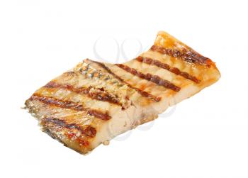 Grilled carp fillet isolated on white