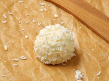 White chocolate marshmallow snowball covered in coconut
