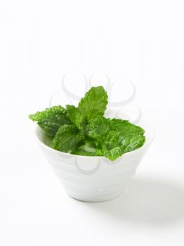 Fresh mint leaves in a cup