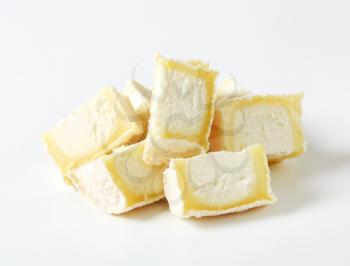 Pieces of French goat cheese