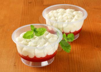 Strawberry shortcake desserts in plastic cups