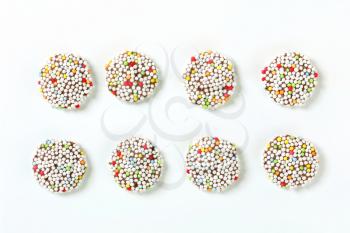 Chocolate cookies with colorful sprinkles