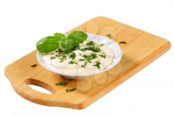 Mayo-Sour Cream Dressing with chopped parsley