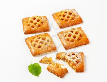 Little lattice-topped pies with apricot filling