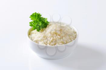 Bowl of uncooked white rice