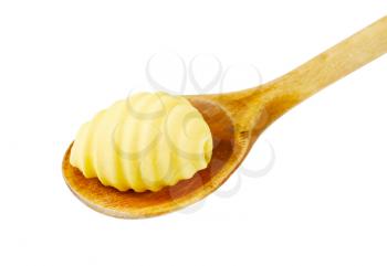 Butter curl on wooden spoon