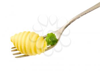 Butter curl on metal fork