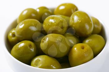 Bowl of brine cured green olives