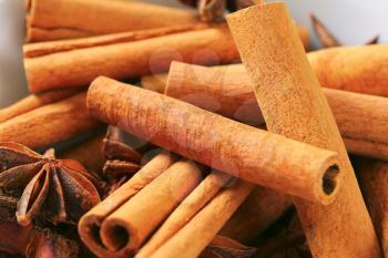 Bowl of cinnamon sticks and star anise