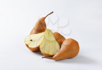European pears, whole and cut in halves