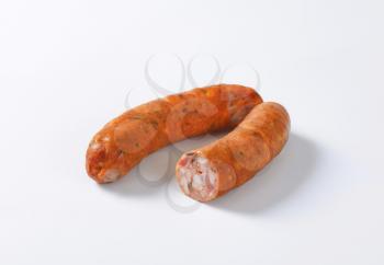 Sausages made from pork meat with pieces of fat