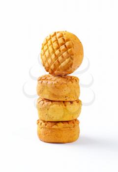 Stack of round savory biscuits