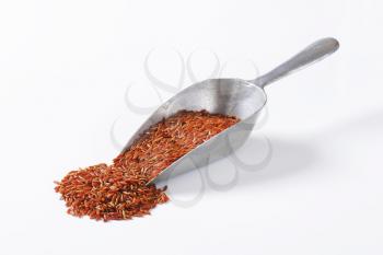 Scoop of uncooked red rice