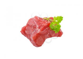 fresh beef meat chunk isolated on white