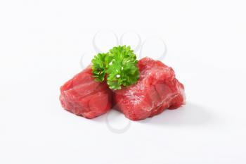 Raw beef cut into cubes