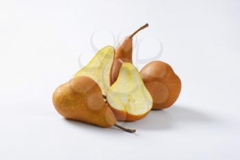 European pears, whole and cut in halves