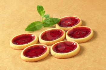 Mini tarts with red jam filling