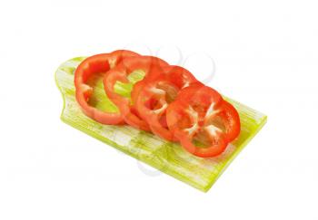 Sliced red bell pepper  on cutting board