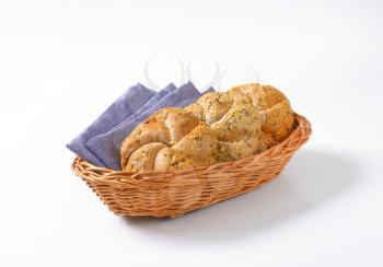 whole wheat bread buns in basket