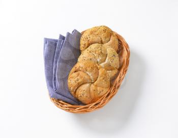 whole wheat bread buns in basket