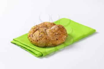 fresh bread bun on green place mat