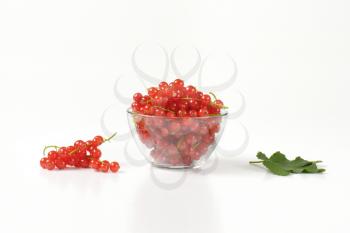 Fresh red currant berries in glass bowl