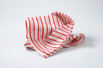 striped red and white dish towel
