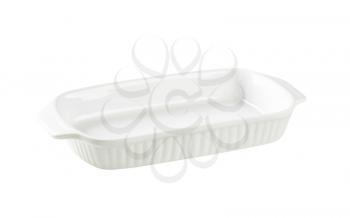 Classic white ceramic casserole dish with handles
