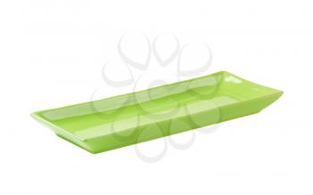Long rectangular green ceramic serving platter