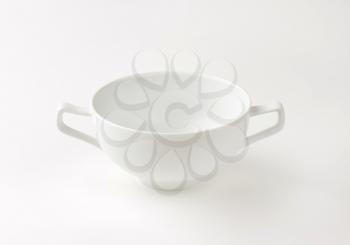 White porcelain soup bowl with two handles
