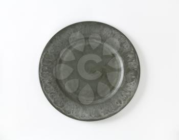 Wide rimmed gray dinner plate