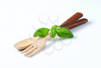 wooden fork and spoon or salad servers