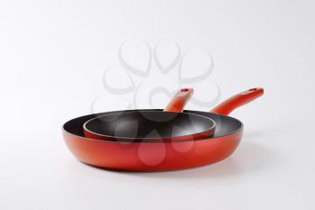 red frying pans with nonstick surface