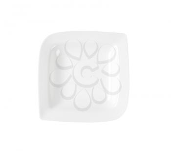 White deep wavy square porcelain plate
