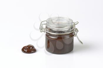 jar of homemade plum butter (powidl)