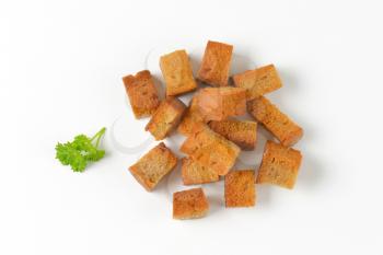 handful of pan fried bread cubes (croutons)