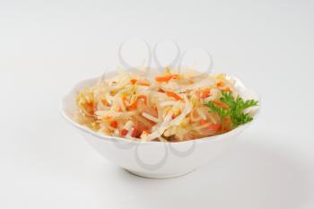 bowl of bean sprout and carrot salad