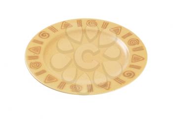Rustic ceramic plate decorated with symbols on the rim