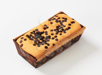 homemade sponge cake topped with chocolate chips