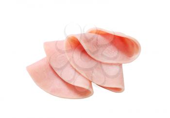 two slices of ham isolated on white