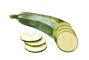 sliced zucchini isolated on white