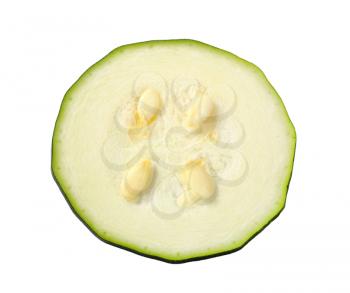 thin slice of fresh zucchini isolated on white background