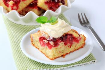raspberry sponge cake slice with vanilla cream