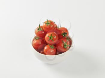 Bowl of fresh wet cherry tomatoes