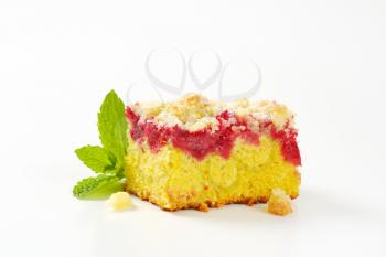 Raspberry crumb cake  on white background