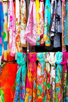 Colorful scarves at a market